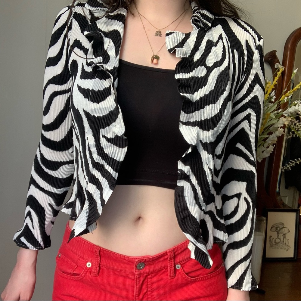 Funky Ribbed Zebra Print Blouse